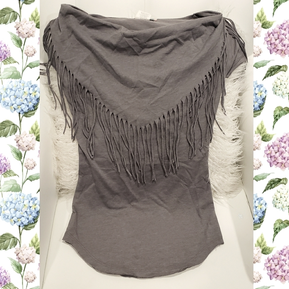 Thread fringe grey top xs